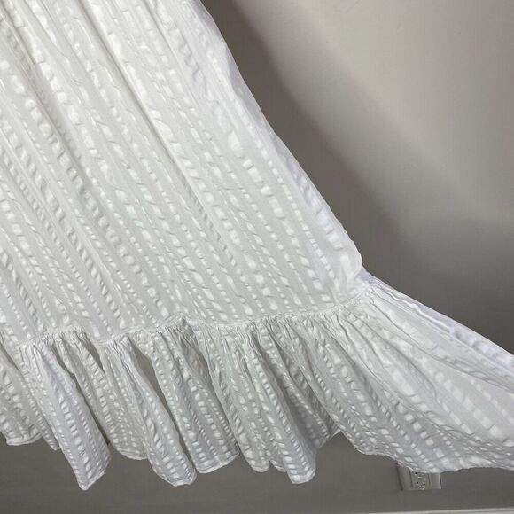 TORY BURCH Midi Dress Women 6 White Striped Seersucker 100% Cotton - Picture 8 of 16